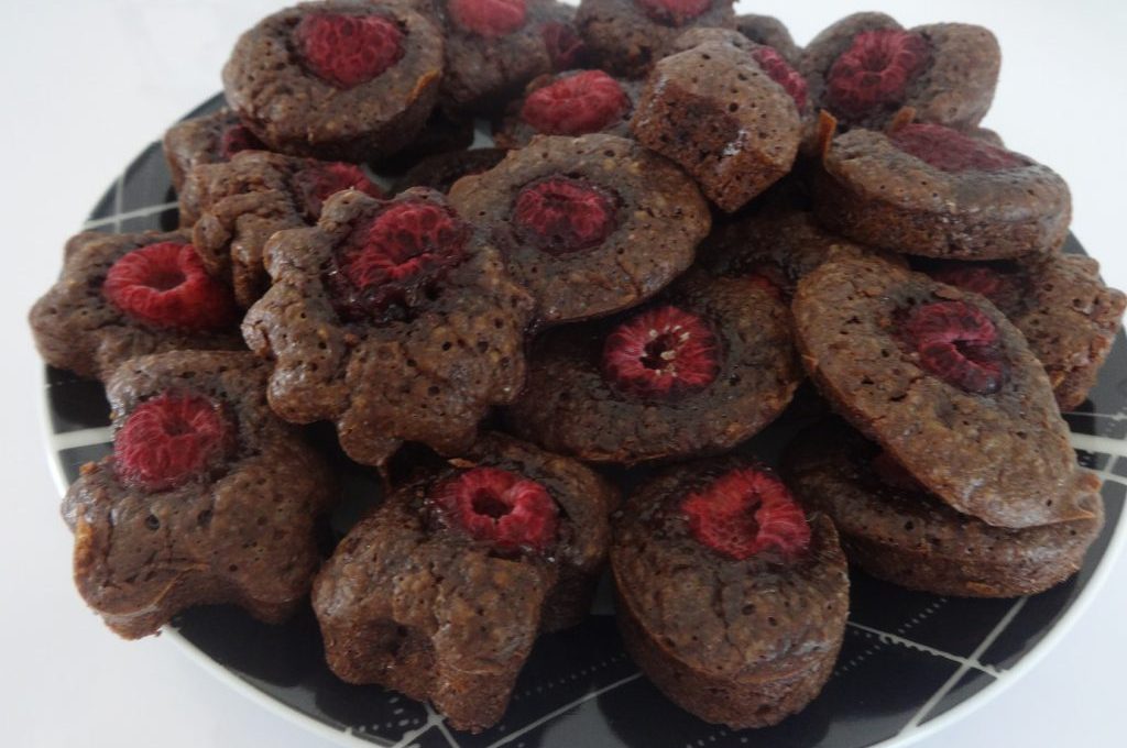 Mini moelleux chocolat framboises ( sans gluten )