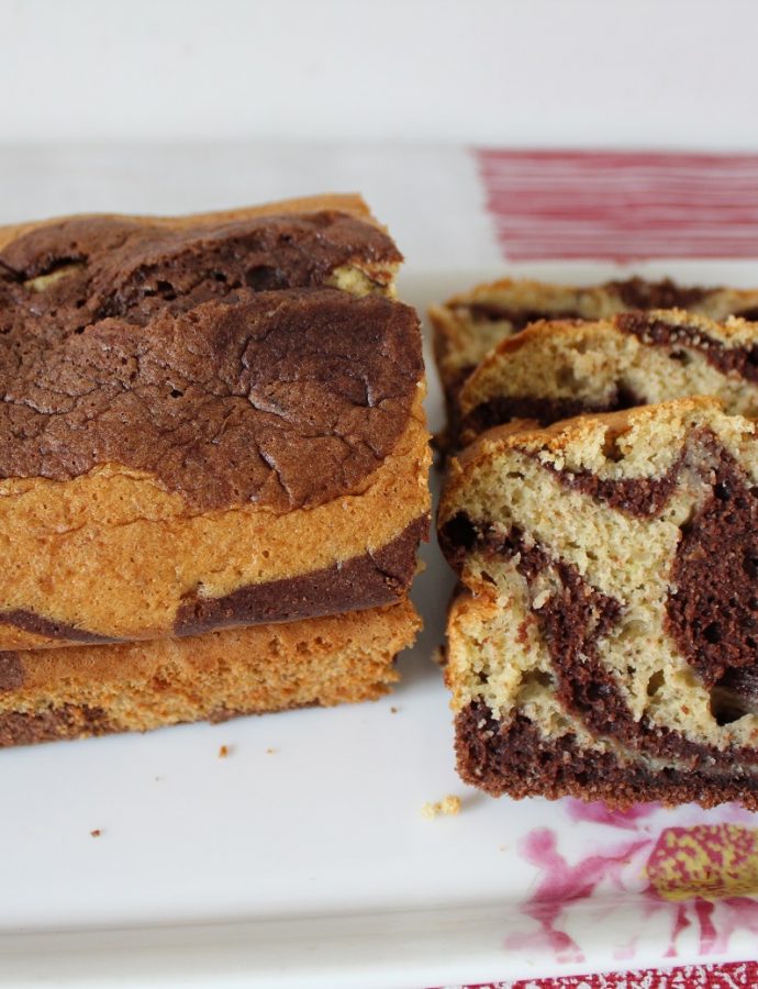 Cake marbré vanille-chocolat ( sans beurre )